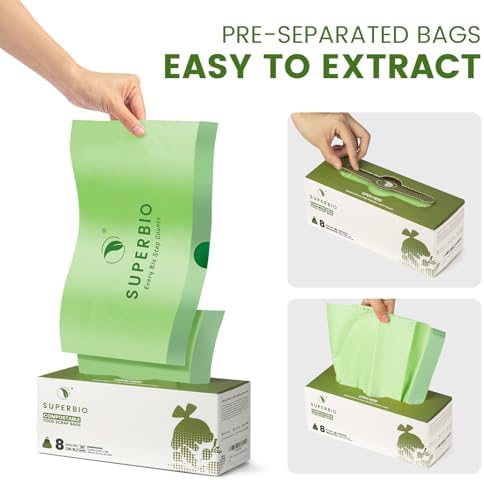 SUPERBIO 8 Gallon Compostable Drawstring Kitchen Waste Bags - Image 3