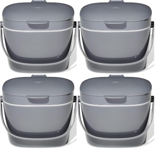 OXO Good Grips Easy-Clean Compost BIN - Charcoal - 1.75 GAL/6.62 L, Plastic, 8.3" L x 10.15" W x 12" H (Pack of 4) by Unknown
