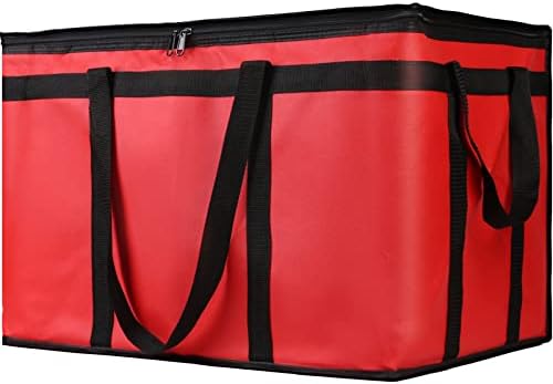 1PK Insulated Food Delivery Bag, 3X-Large Reusable Grocery Bags, Red by CIVJET