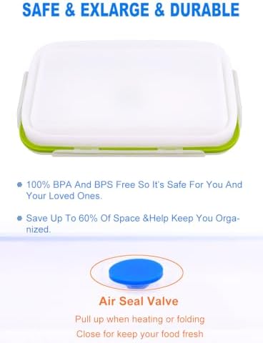 Extra Large Collapsible Translucent Silicone Food Storage Containers With Lids, 82.8oz, 2 Pack, XXL Foldable Bento Lunch Box, Reusable Big Meal Boxes for Kitchen, Camping, BPA Free - Image 4