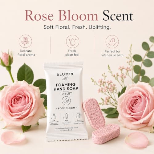 Foaming Hand Soap Refill Tablets, Concentrated Hand Soap Tablets, Just Add Warm Water, For Reusable Foaming Soap Dispensers (6 Count, Rose, Refill Only) - Image 3