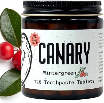 Canary Nano Hydroxyapatite Toothpaste Tablets Wintergreen - Remineralizing, Fluoride Free, All Natural Tabs with Xylitol - Great for Travel, Plastic Free - 126 Count by Canary