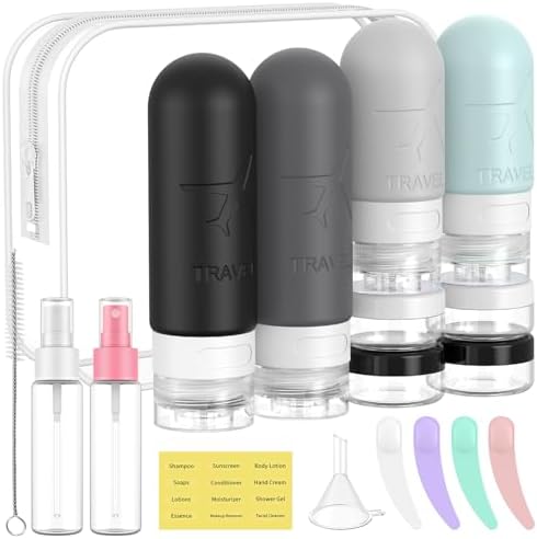 ME.FAN 18 Pack Travel Bottles for Toiletries, TSA Approved, Grey by MEFAN