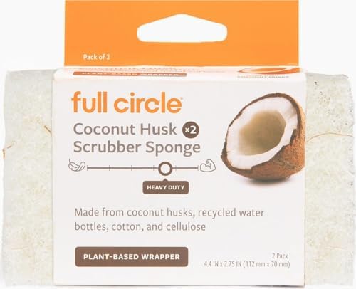 Full Circle Coconut Scrubber Sponges, Pack of 2, Dual-Sided by FULLCIRCLE