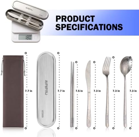 100% Pure Titanium Cutlery Set, Snowflake Pattern Titanium Tableware with 304 Stainless Steel Case & Silicone Holder, Ultralight Portable Utensils with Bonus Carry Bag for Camping - Image 7