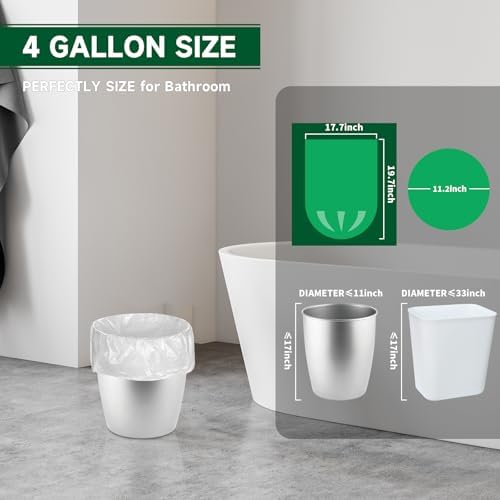 Biodegradable Small Trash Bags 4 Gallon, 105 Count Unscented Small Garbage Bags, Easy Tearing Bathroom trash bags for Bathroom Bedroom Office Kitchen, White - Image 3