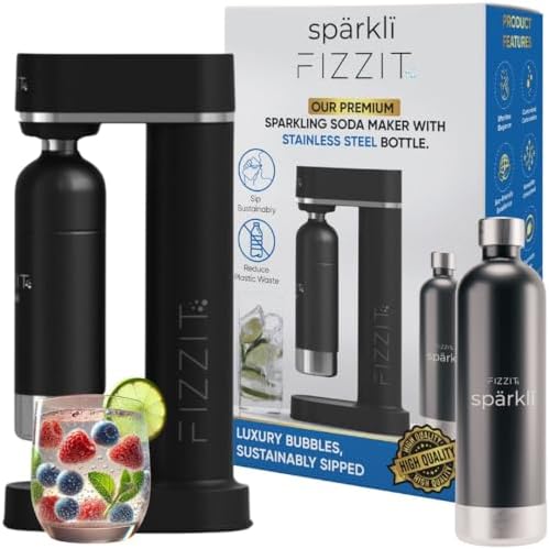 FIZZIT Sparkli Sparkling Water Maker with 1L Stainless Steel Bottle, Black by FIZZIT