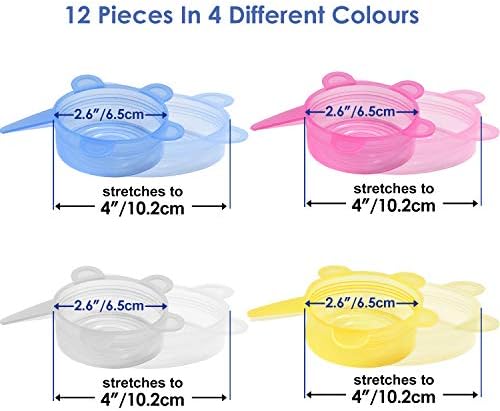 Longzon Silicone Stretch Lids, 12 Pack Small, Reusable Durable Food Storage Covers for Cups Small Bowls Cans Jars Fruits Vegetables, the Same Sizes of 2.6 Inch (Can Stretches to 3.5 Inches) - Image 2