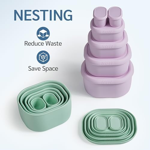 ISSEVE 12Pcs/Set Nesting Silicone Food Storage Containers with Lids - Image 3