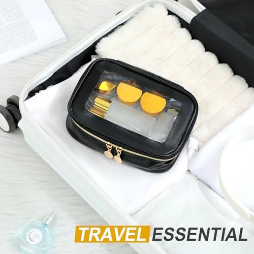 Jingmore 13 Pcs Glass Skincare Travel Containers Mini Makeup Containers Travel Size Toiletries Bottles with Pump Spray and PU Leather Toiletry Bag for Liquid Serum Cream Moisturizers Oils(Gold) - Image 5