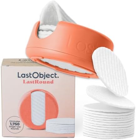 LastRound Reusable Makeup Remover Pads - 7 Washable Eco-Friendly Reusable Cotton Rounds for Face - Sustainable & Soft Cotton Face Pads for Facial Cleansing & Eye Makeup Removal - Travel Storage Case by LastObject