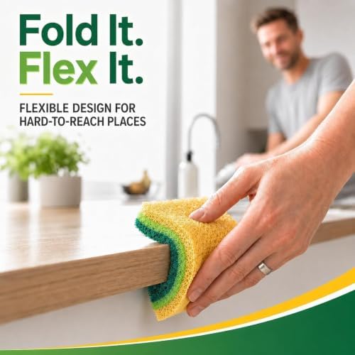 12 PCS Sponges Kitchen, Non Scratch Scrub Sponges for Washing Dishes, Green - Image 6