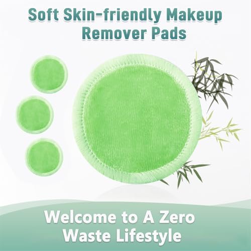 wegreeco 40 Pack Reusable Makeup Remover Pads, Washable Reusable Cotton Rounds Pads for Face, Makeup Remover Cloths for All Skin - (Grass-Green) - Image 5