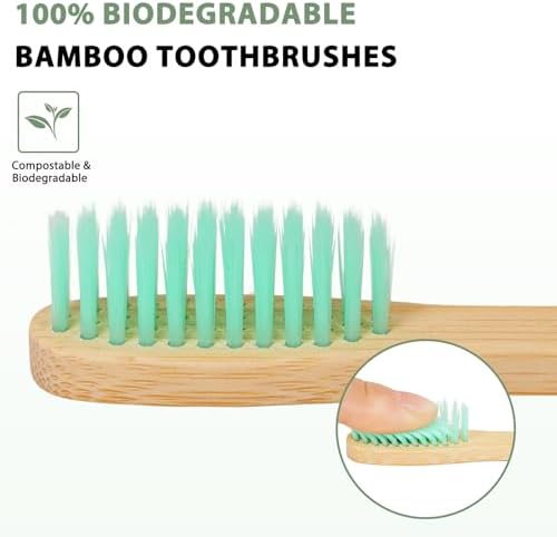 Tetragonal tree 20 Count Bamboo Toothbrushes - BPA Free Soft Bristles Natural Toothbrush Set - Biodegradable & Compostable Eco-Friendly Wooden Toothbrush, Multicolor - Image 2