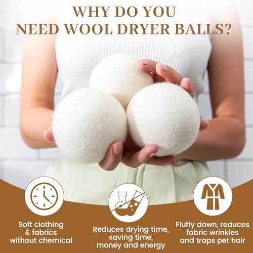 Wool Dryer Balls Handmade 3 Pack XL, Laundry Dryer Lint Balls, Reusable New Zealand Wool Natural Fabric Softener Essentials, Replace Dryer Sheets, Wrinkles Free, Shorten Drying Time - Image 5