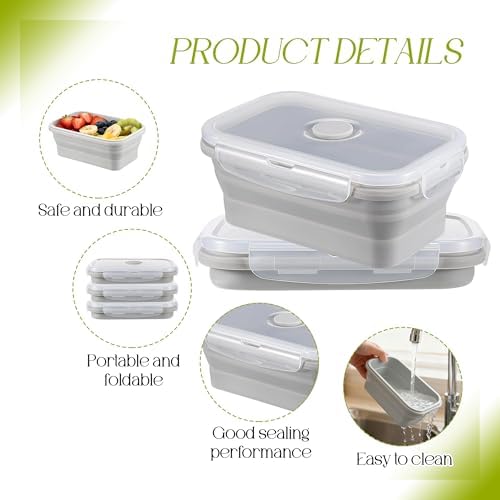 10Pcs Silicone Collapsible Food Storage Containers with Airtight Lids,17oz - Image 3