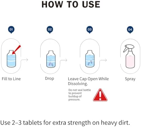 Bathroom Cleaner Starter Kit – Tartaric Acid (Milder than Citric) – Rich Foam Spray Clings to Grime – For Hard Water Stains on Shower Glass, Mirrors, Tile & Tub – Bottle + 3 Refills - Image 6