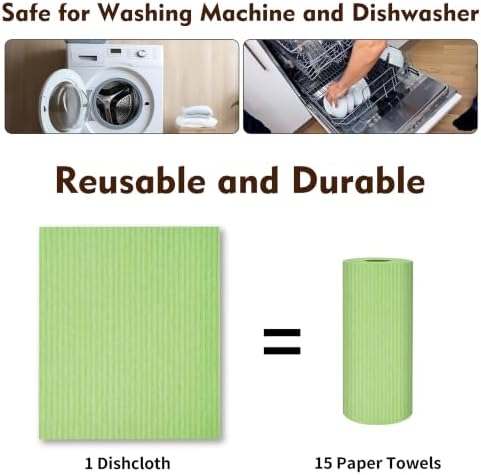 YEEHAW Swedish Dishcloths for Kitchen 10 Pack, Green Cellulose Sponge Cloths, No Odor Resuable Cleaning Cloths, Super Absorbent Dish Cloth for Kitchen, Bathroom, Glass Surface, Furniture 7"×6" - Image 6