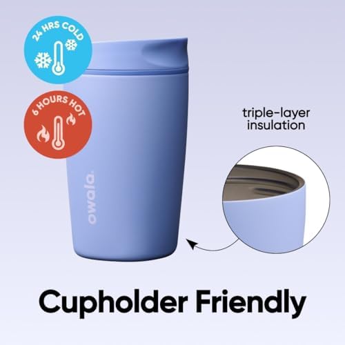 Owala SmoothSip Slider Insulated Stainless Steel Coffee Tumbler, Reusable Iced Coffee Cup, Hot Coffee Travel Mug, BPA Free 12 oz, Out of the Blue - Image 3