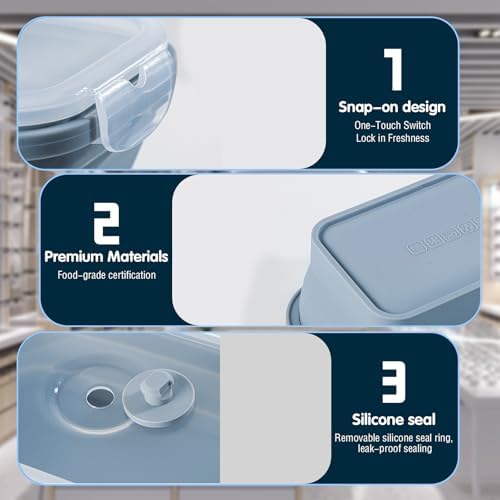 Silicone Collapsible Food Storage Containers-Prep/Storage Bowls with Lids – Set of 2 Silicone Lunch Containers for Kitchen, Camping, Dishwasher, Microwave, Freezer Safe(550ML and 800ML, Blue) - Image 5