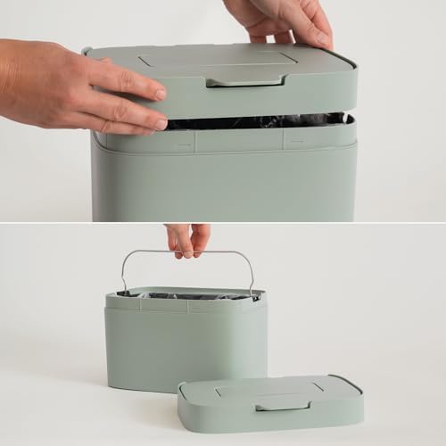 KAZAI. Compost Bin Kitchen 'Elin' | 1.2 GAL / 4.5L Countertop Compost Bin with Lid & Carbon Filter | Odor-Free, Dishwasher Safe, with Inner Bucket | Small Indoor Kitchen Composter | Sage-Green - Image 5