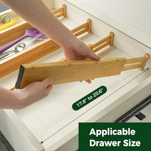 Utoplike 4 Pcs Bamboo Kitchen Drawer Dividers, Large Drawers Organizers - Image 3