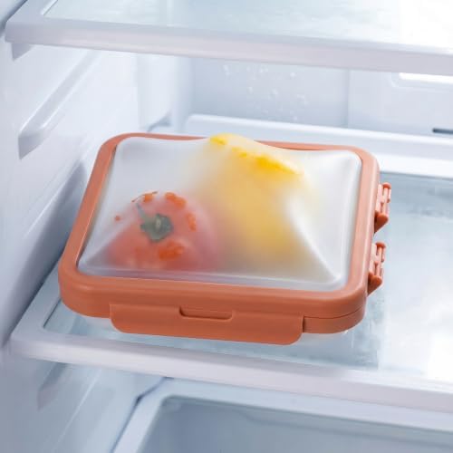 Reusable Silicone Food Storage Container with Lid Avocado Saver(6.5 cups/0.4 gal), Onion Keeper, Foldable Silicone Kitchen Organizers for Fridge - Image 7