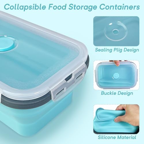 Guyuyii 8-Pack Silicone Collapsible Food Storage Containers with Lids - Image 3