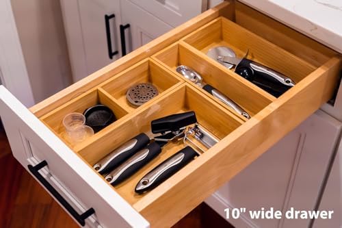 Umilife Drawer Organizer Storage Boxes, 2.5" High Bamboo Drawer Dividers, 5 Rearrangeable Bins for Kitchen, Office Desktop, Clothing, Makeup, vanity, Jewelry - Image 5