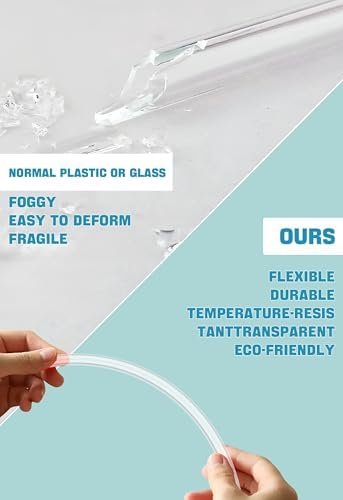 Doboli 6 Pack Reusable Drinking Long Straws with Silicone Tips,Compatible with Stanley 40 oz 30 oz Cup Tumbler,6 Clear Plastic Straws, 6 Silicone Tips, 2 Straw Cleaning Brush - Image 3