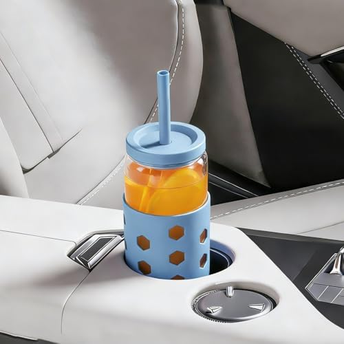 Mrsdry 16 oz Glass Cups with Lids and Straws for Gift, 4-Pack, Navy - Image 3
