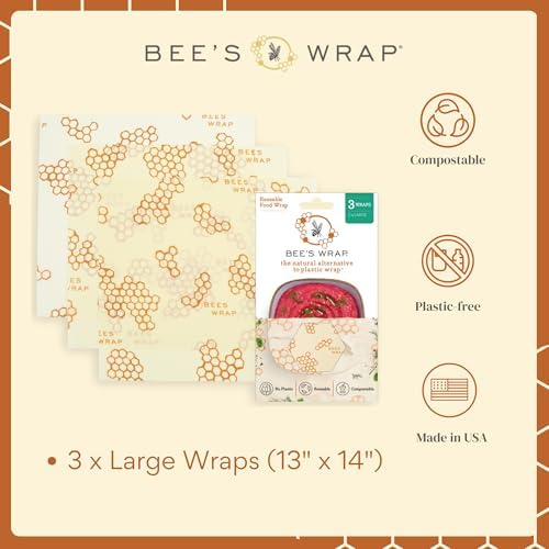 Bee's Wrap Beeswax Food Wraps, 3 Large Pack - Honeycomb - Image 3