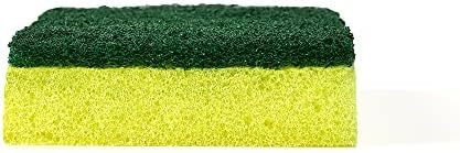Brillo: Estracell Heavy Duty Scrub Sponge - 3ct - Yellow & Green Dual-Sided, Bacteria Resistant, Clean Tough Kitchen Messes, Dishes-Sink-Countertops - Image 3