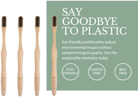 Living Well Dr. Michelle Bamboo Charcoal Toothbrush, Wood Color 4 Pack - Image 4