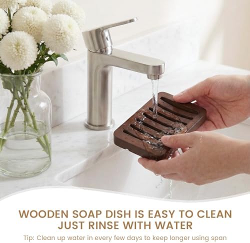 Curved Slotted Wood Soap Dish, 1 Pack, Dark Brown - Image 7