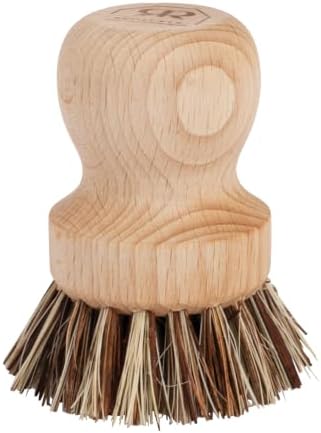 Redecker Pot Brush, Union Fiber, Single Heavy Duty Scrub Brush for Pots, Cast Iron & Baked-On Residue, Beechwood, 2.6-Inch Round, Made in Germany by Redecker