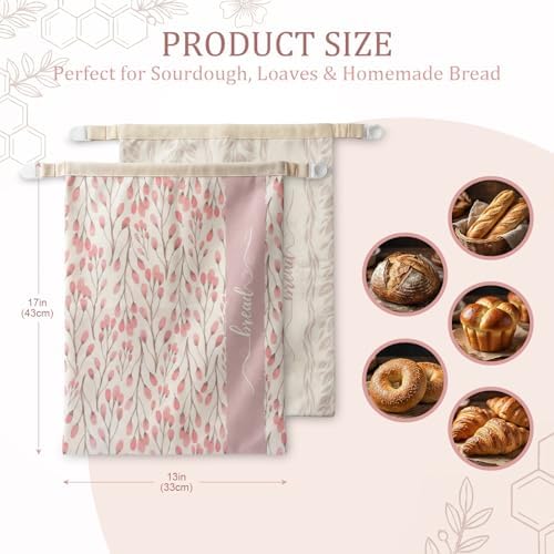Beeswax Bread Bags for Homemade Sourdough, XL 2 Pack Reusable Bags - Image 2
