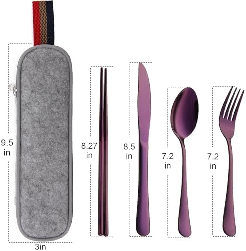 DEVICO Travel Utensils with Case, 5 Piece Portable Silverware Set for Work - Image 6