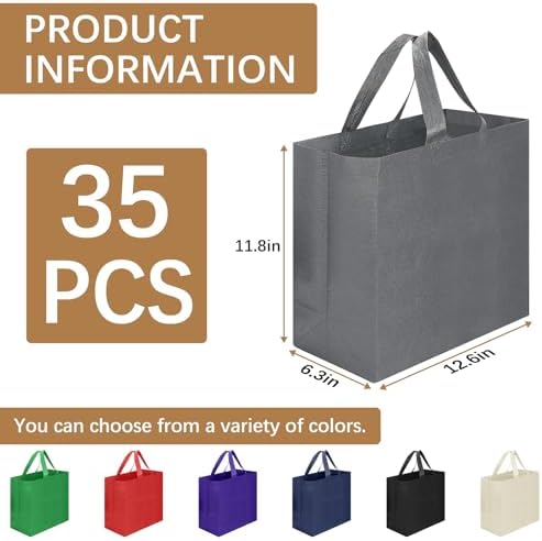 Reusable Grocery Bags 12.6 * 6.3 * 11.8 in - Non Woven Totes Bag with Reinforced Handles, Shopping Bags Bulk - Image 2