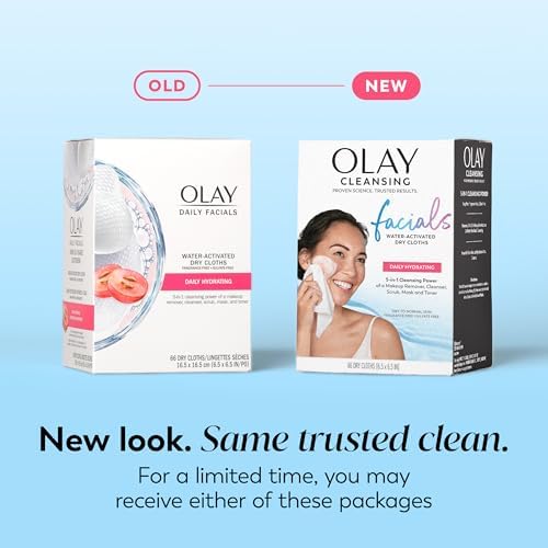 Olay Makeup Remover Wipes, Daily Facials Hydrating Face Cleanser for Normal to Dry Skin, Alcohol & Fragrance Free, Soft Face Wash Towels, Travel Essentials for Women, Convenient Dry Cloths, 66 ct - Image 2