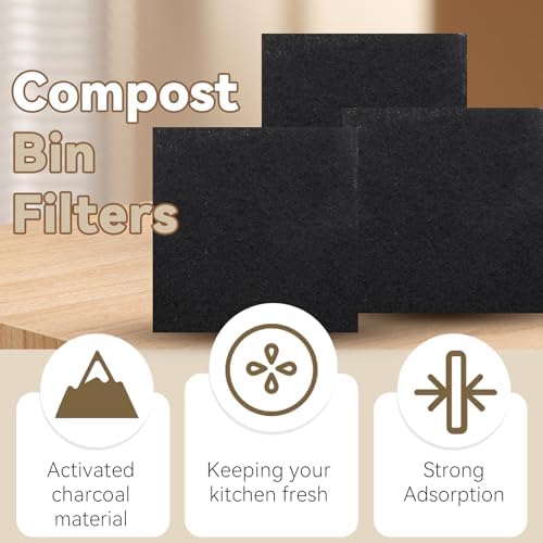 Biaungdo 6 Pack 5 Inch Square Charcoal Filter, Black Compost Bin Filters - Image 2