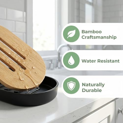 Bamboo Soap Holder Wooden Dish Bar Tray for Shower Sink Bathroom Self Draining Soap Stand Holders Dishes of Soaps Saver for Homemade Soaps - Image 2
