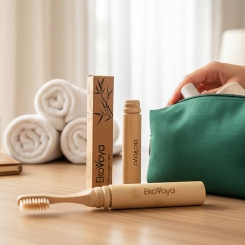Bamboo Screwable Toothbrush with Case, 2-Piece Design, Soft BPA-Free Bristles, Natural Compact Travel Toothbrush for Camping & Daily Use - Image 3