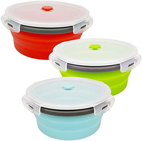 CARTINTS 1200ml Large Collapsible Food Containers Silicone Lunch Containers Silicone Leftover Food Containers, Ideal for Camping Travel, 3Pack by CARTINTS