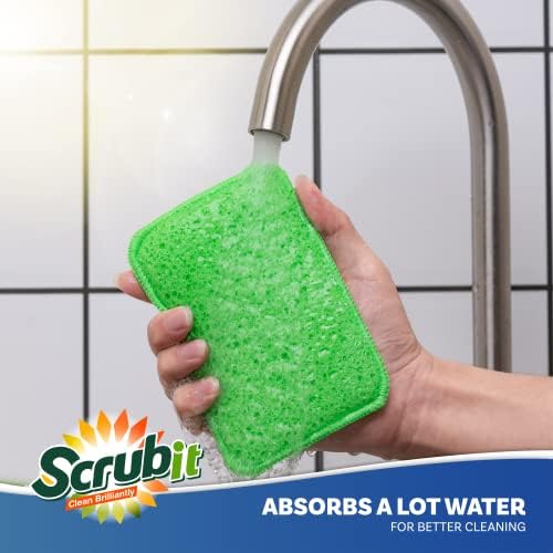 Scrub and Wipe Cleaning Pads [10 Pack] – SCRUBIT Dual Sided Scouring Pad and Sponge - Reusable Kitchen Scrubbing Sponges for Dishes, Pots, Pans Utensils & Non-Stick Cookware (Yellow) - Image 7