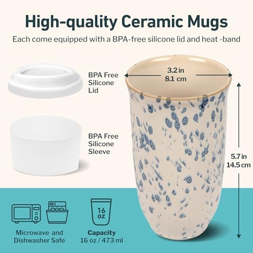 NOVA CERAMICS Travel Coffee Mug– Travel Coffee Tumbler – On the Go Coffee Mug – Microwave & Dishwasher Safe Green Coffee Tumbler - Gifts For Women Men Him Her – 16oz – Orchid - Image 3