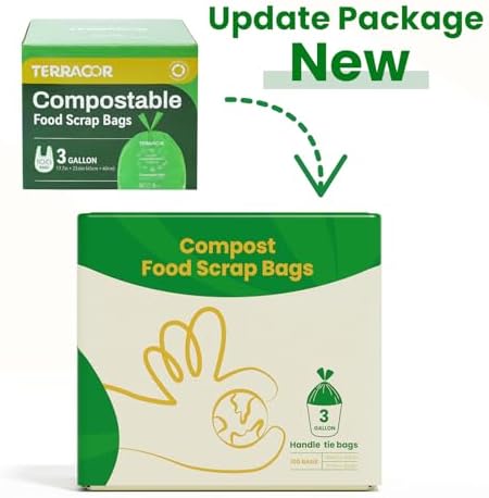 Compost Bags, Handle Tie Food Scrap Bags 3 Gallon,100 Count,Certified by BPI and ASTM D6400, Kitchen Compost Bin Compatible - Image 2