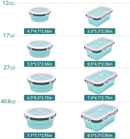 8 Collapsible Food Storage Containers, Silicone Collapsible Food Storage Containers, Collapsible Food Storage Silicone, Rv Collapsible Bowls, Collapsible Storage Containers for Food Camping - Image 3