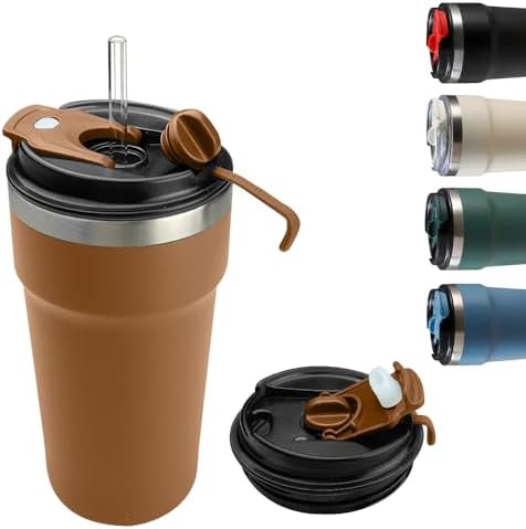 SPLMIFA Travel Coffee Mugs Leak-Proof, Reusable Coffee Cups with Lids, Stainless Steel Vacuum Insulated Coffee Tumblers, Thermal Insulation Cups for Men and Women Hot & Cold Drinks(4th-Brown, 16OZ) by SPLMIFA