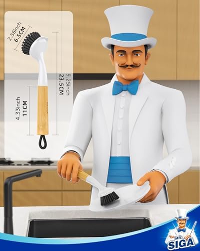 MR.SIGA Dish Brush with Handle, Dish Scruber Brush for Pans, Pots - Image 2